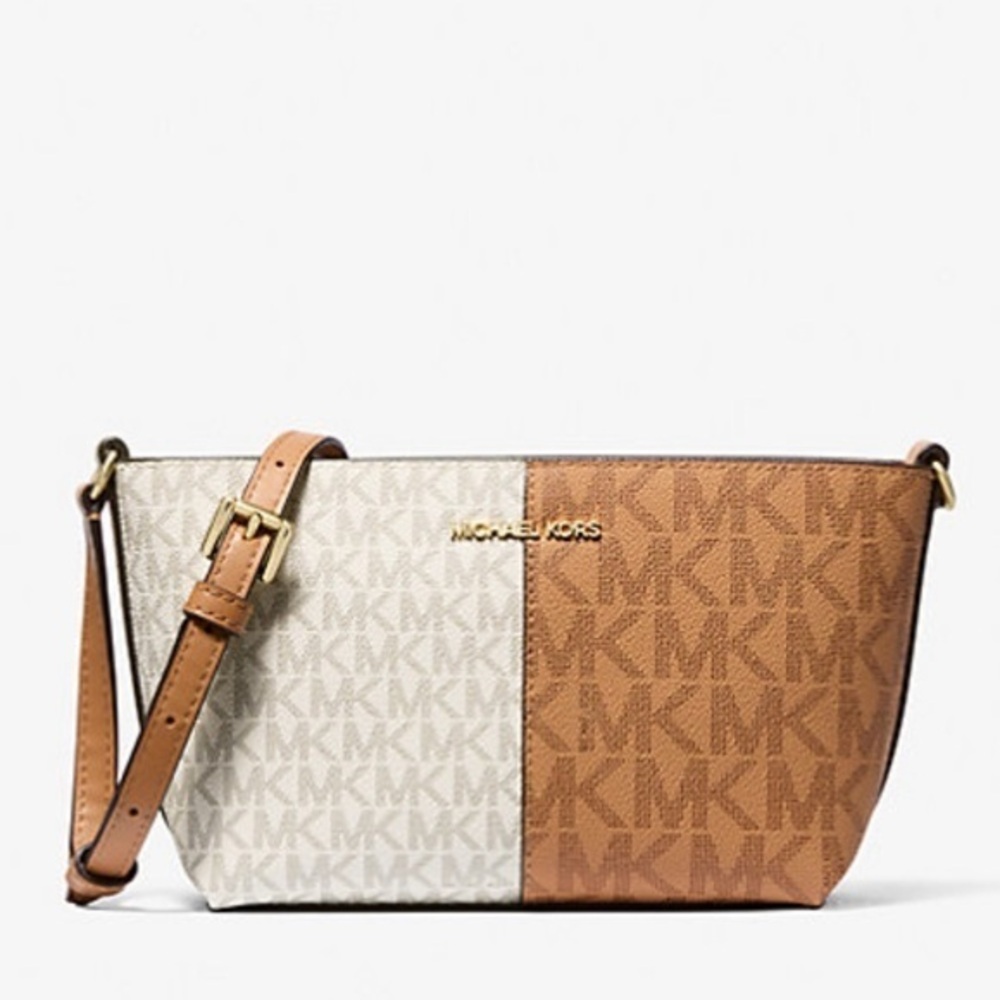 Michael Kors Jet Set Small Two-Tone Logo Crossbody Bag